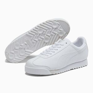 PUMA Roma Basic PS Big Kid’s White-Gray-Violet Low Top Casual Sneakers Size 2C